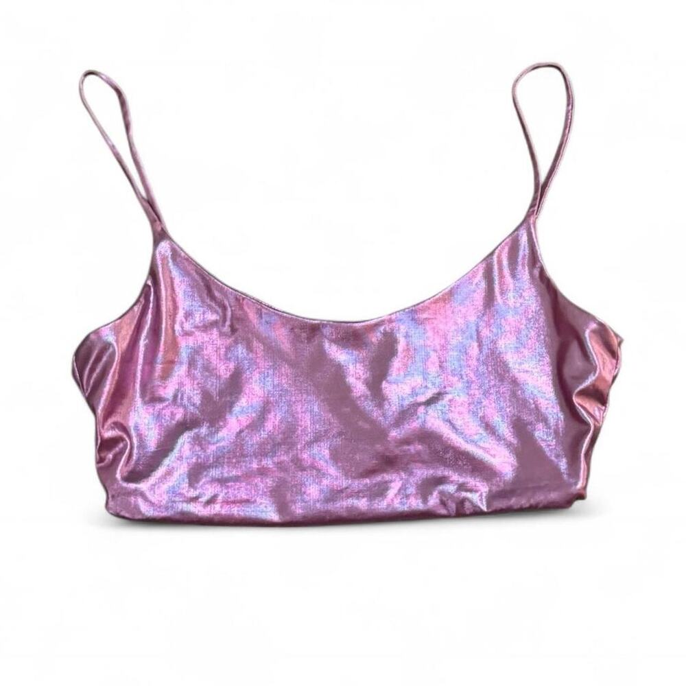 Gorgeous meshki metallic pink crop top